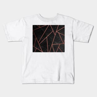 Rose Gold and Black Marble Kids T-Shirt